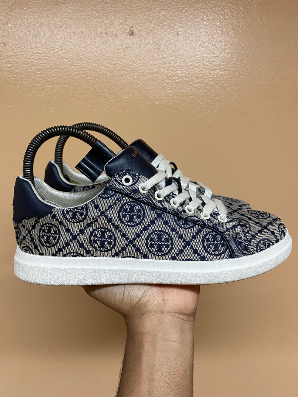 Tory Burch T Monogram Howell Court Sneakers “Perfect Navy” Size 7M